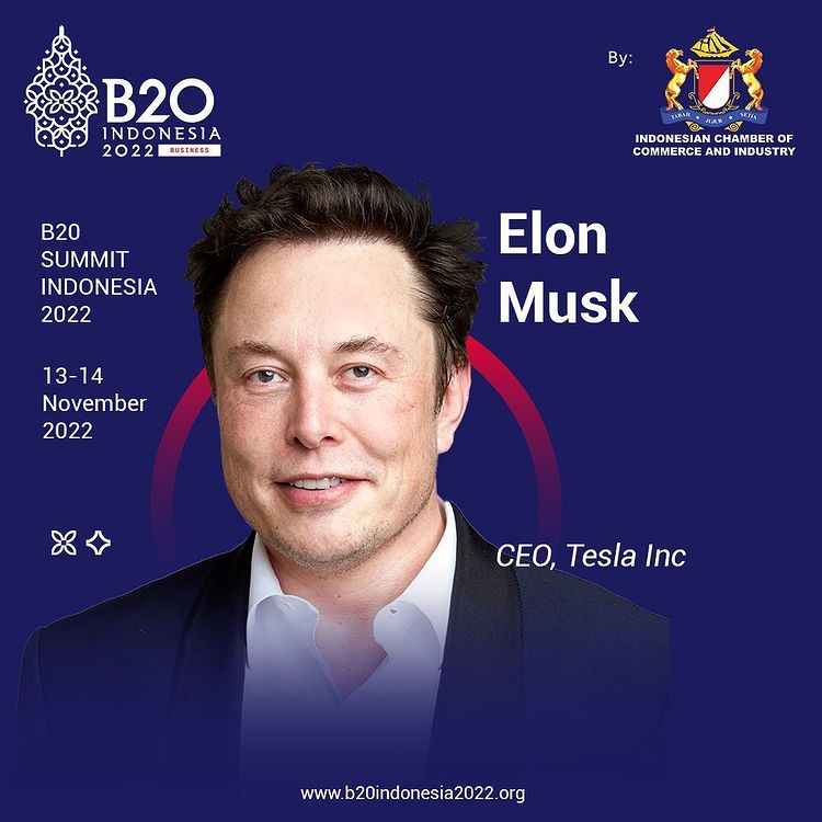 Elon Musk Siap Datangi Indonesia, Jadi Pembicara di B20 Summit 2022 