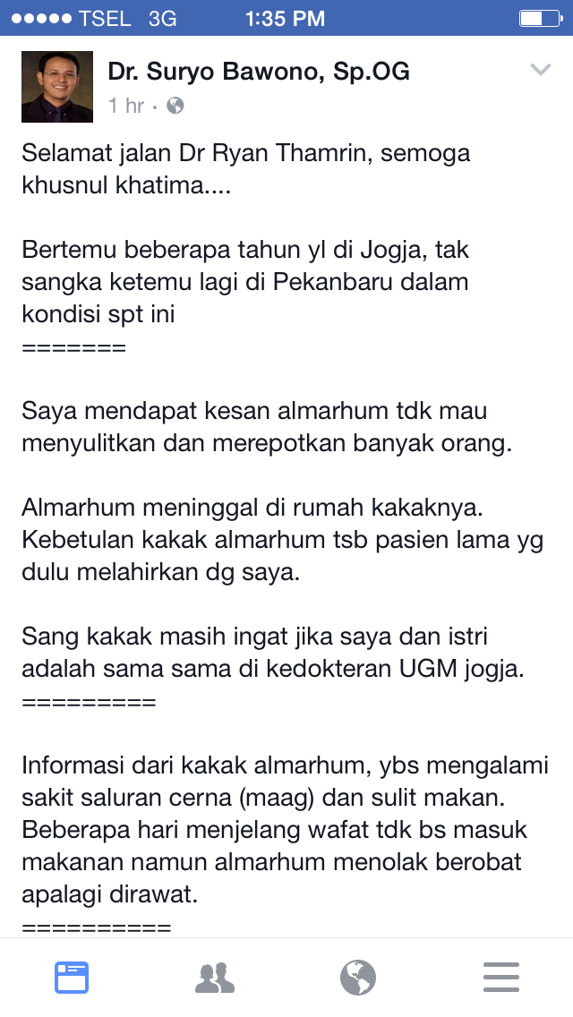 Dr Ryan Thamrin Meninggal karena Sakit Maag Dr Ryan Thamrin Meninggal karena Sakit Maag