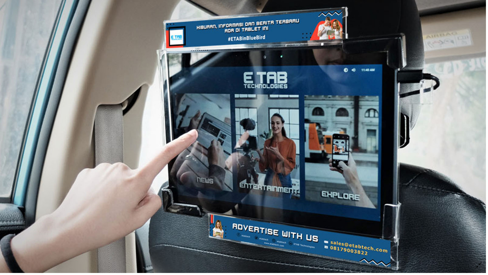 Ragam Konten Seru ETab, Tablet Hiburan di Taksi Online dan Konvensional