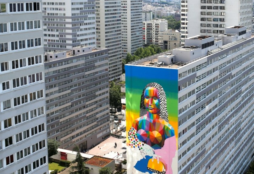  Keren! Mural Mona Lisa Hiasi Gedung Setinggi 50 Meter 