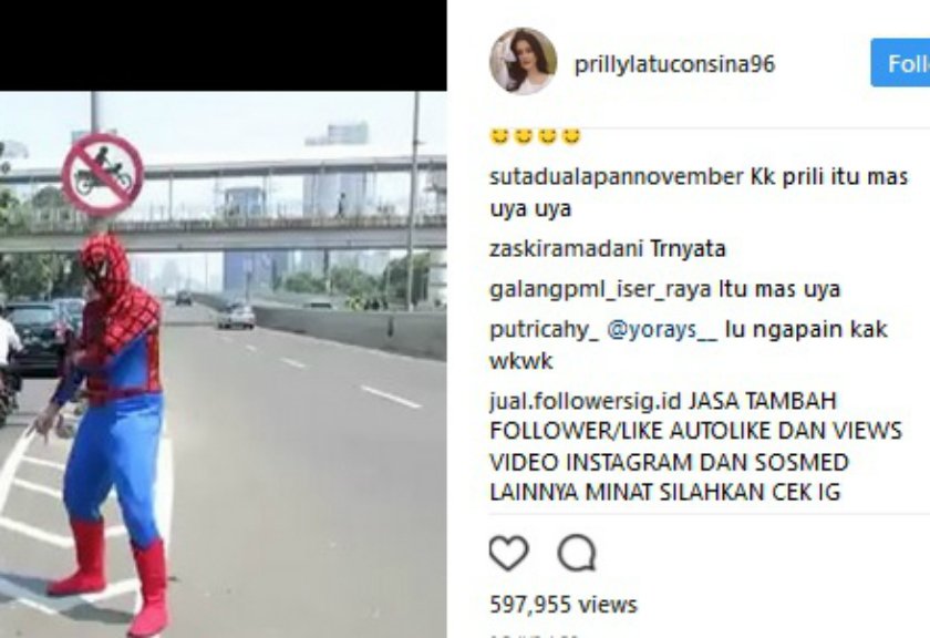  Prilly Unggah Spiderman KW, Netizen: Itu Om Uya Kuya 