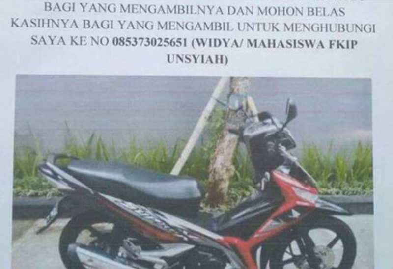 Kehilangan Motor,Mahasiswi Ini Bikin Pengumuman Menyayat Hati Kehilangan Motor,Mahasiswi Ini Bikin Pengumuman Menyayat Hati