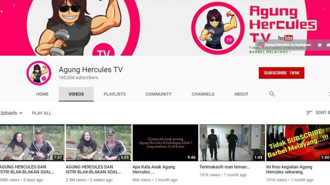 Segini Penghasilan Channel YouTube Milik Agung Hercules Segini Penghasilan Channel YouTube Milik Agung Hercules