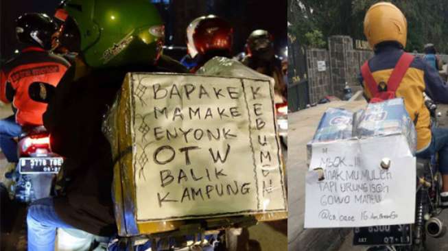 Kocak! Foto Pesan-pesan Unik Pemudik Sepeda Motor Kocak! Foto Pesan-pesan Unik Pemudik Sepeda Motor