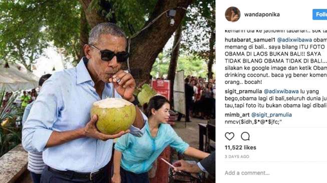 Foto Obama Minum Kelapa Picu Pro-Kontra di Instagram