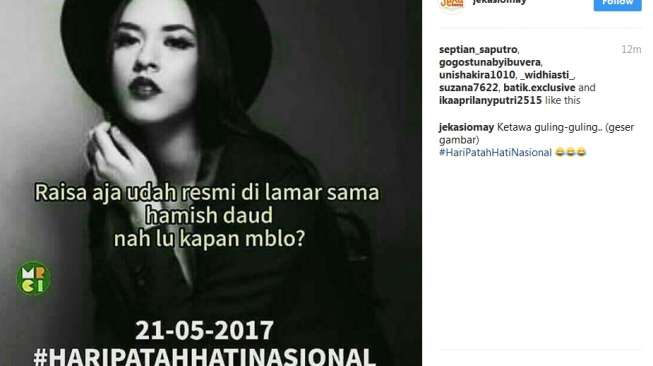 10 Meme Kocak #HariPatahHatiNasional, Akibat Raisa-Hamish Lamaran