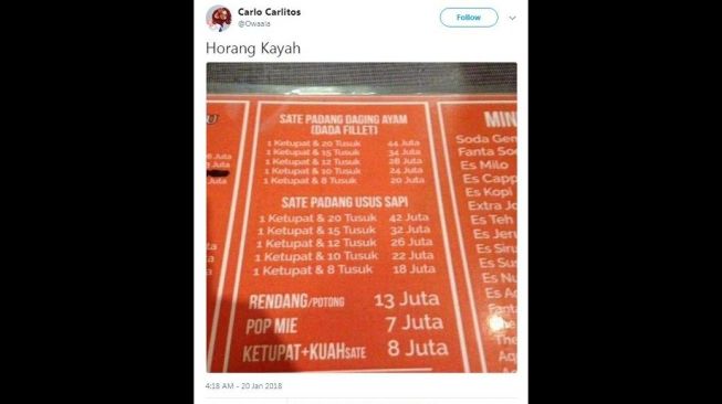 Harga Menu Rumah Makan Ini Bikin Geleng-geleng Kepala Harga Menu Rumah Makan Ini Bikin Geleng-geleng Kepala