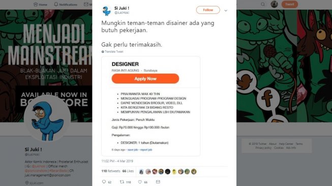 Bacanya Bikin Ngenes, Lowongan Pekerjaan Desainer Ini Gajinya Minimalis