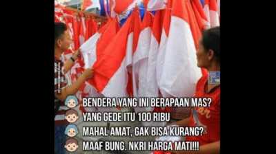 Ngakak! Jurus Pedagang Bendera Agar Tak Ditawar Pembeli