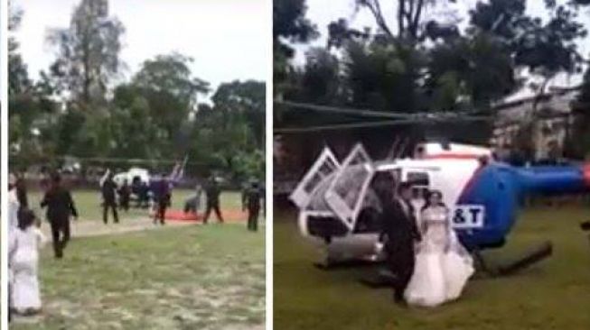 Polisi Geger Helikopternya Dipakai Sepasang Pengantin Polisi Geger Helikopternya Dipakai Sepasang Pengantin