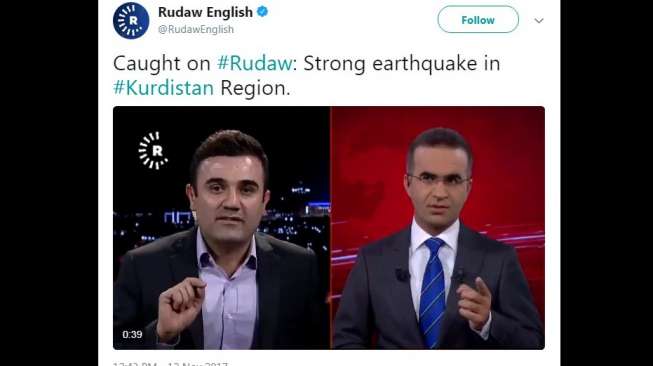 Detik-detik Terjadi Gempa Irak Terekam Saat Siaran Langsung Detik-detik Terjadi Gempa Irak Terekam Saat Siaran Langsung
