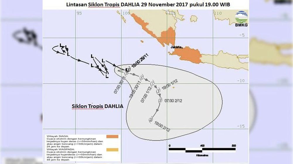 Siklon Dahlia, Angin Kencang Landa Jakarta, Jabar, Sumatra