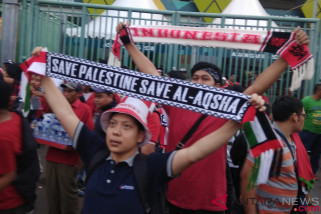 Indonesia-Palestina imbang 1-1 pada babak pertama