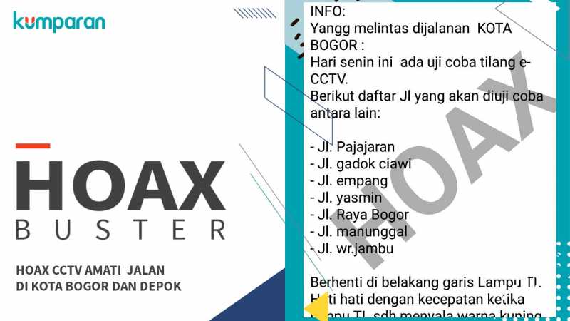 Hoaxbuster: Tak Ada Uji Coba Tilang Lewat CCTV di Kota Bogor dan Depok Hoaxbuster: Tak Ada Uji Coba Tilang Lewat CCTV di Kota Bogor dan Depok