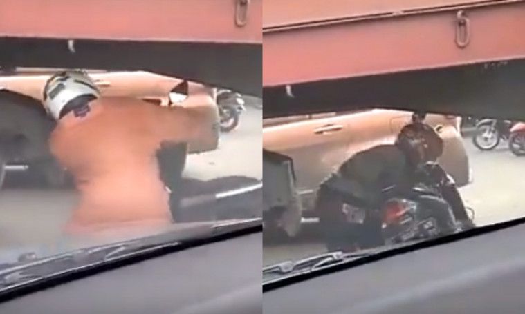 Tak Kenal Takut, Beberapa Pengendara Motor Masuk Ke Kolong Truk Hindari Kemacetan Tak Kenal Takut, Beberapa Pengendara Motor Masuk Ke Kolong Truk Hindari Kemacetan