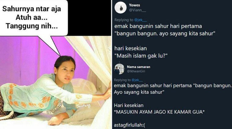 Dari Penuh Kasih Sayang Sampai Ngegas, Ini 15 Cuitan Kocak Emak Saat Bangunin Sahur 