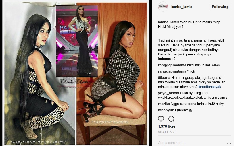Denada Disebut Queen Of Rap Indonesia dan Mirip Nicky Minaj, Ini Kata Netizen